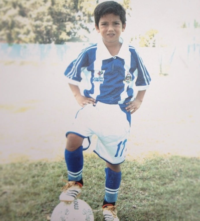 Photos of Kevin Alvarez starting to play soccer as a child