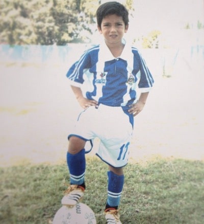 Photos of Kevin Alvarez starting to play soccer as a child