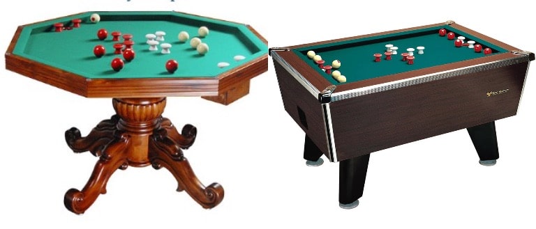 octagonal and rectangular bumper pool tables